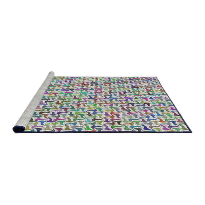 Serging Thickness of Machine Washable Transitional Gray Rug, wshpat1524