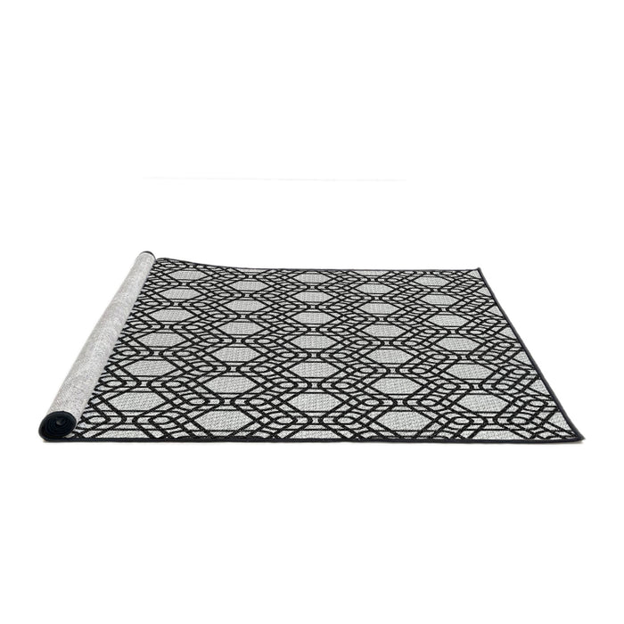 Serging Thickness of Machine Washable Transitional Charcoal Black Rug, wshpat1525