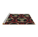 Serging Thickness of Machine Washable Transitional Brown Rug, wshpat1526