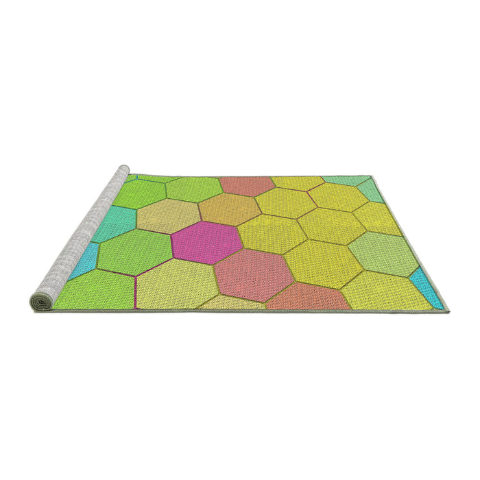 Serging Thickness of Machine Washable Transitional Brass Green Rug, wshpat1536