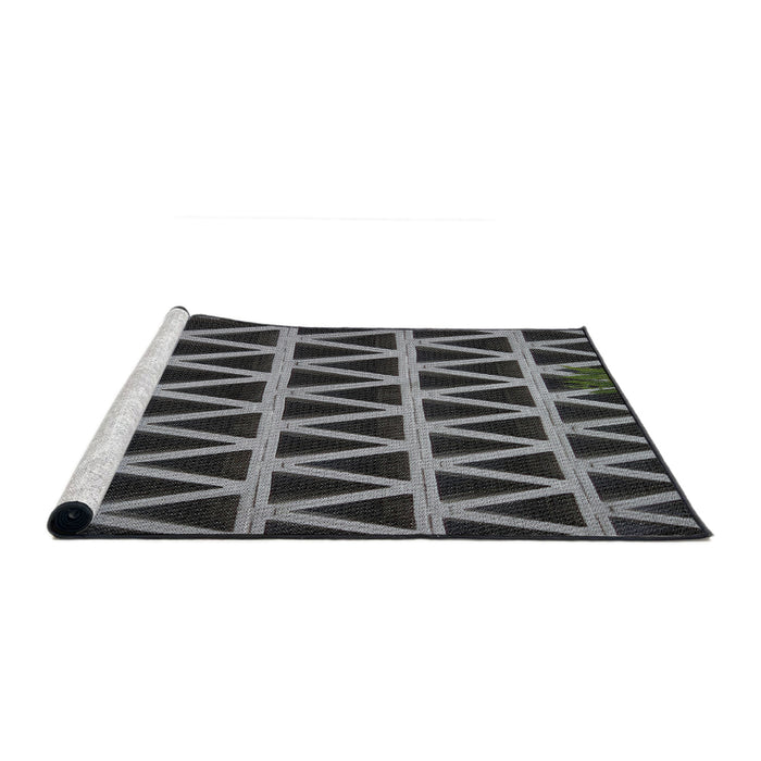 Serging Thickness of Machine Washable Transitional Dark Gray Rug, wshpat1539