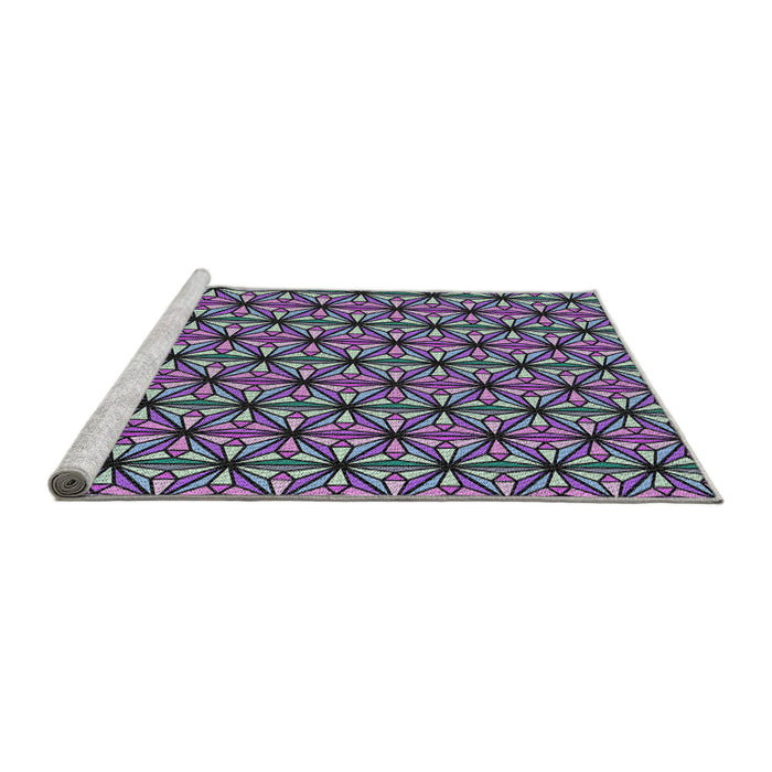 Serging Thickness of Machine Washable Transitional Dark Purple Rug, wshpat1543