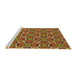 Serging Thickness of Machine Washable Transitional Saffron Red Rug, wshpat1546