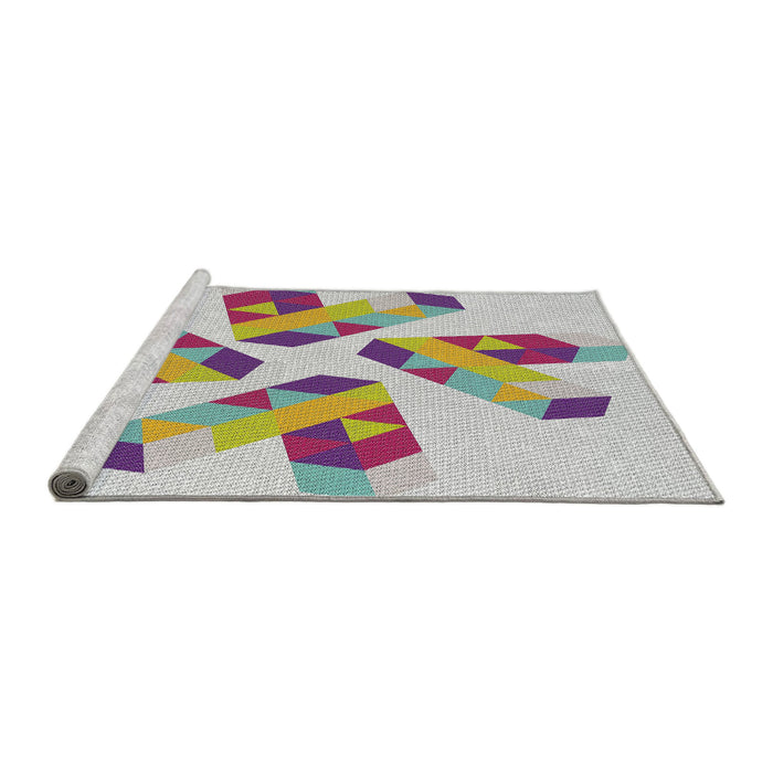 Serging Thickness of Machine Washable Transitional Light Rose Green Rug, wshpat1547