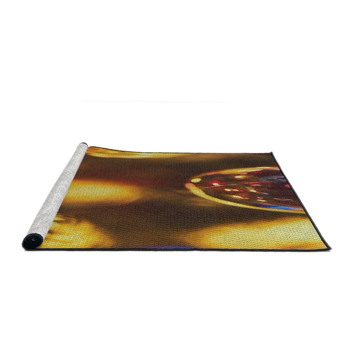 Serging Thickness of Machine Washable Transitional Orange Rug, wshpat155