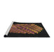 Serging Thickness of Machine Washable Transitional Brown Rug, wshpat1550