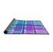 Thickness of Patterned Blue Novelty Rug, pat1553