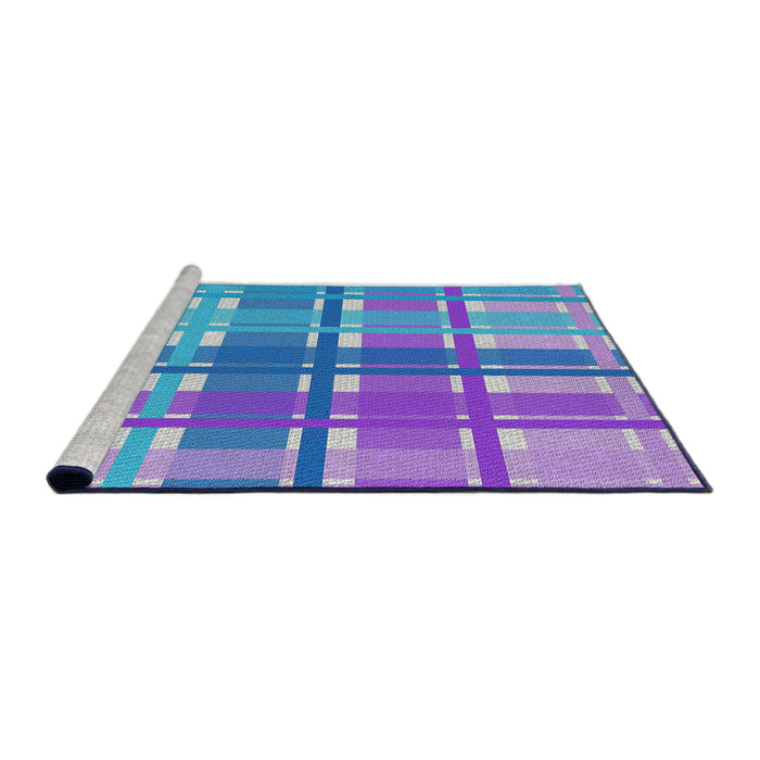 Serging Thickness of Machine Washable Transitional Diamond Blue Rug, wshpat1553