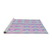 Serging Thickness of Machine Washable Transitional Lavender Blue Rug, wshpat1555