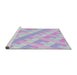 Serging Thickness of Machine Washable Transitional Lavender Blue Rug, wshpat1556