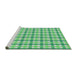 Serging Thickness of Machine Washable Transitional Jade Green Rug, wshpat1559