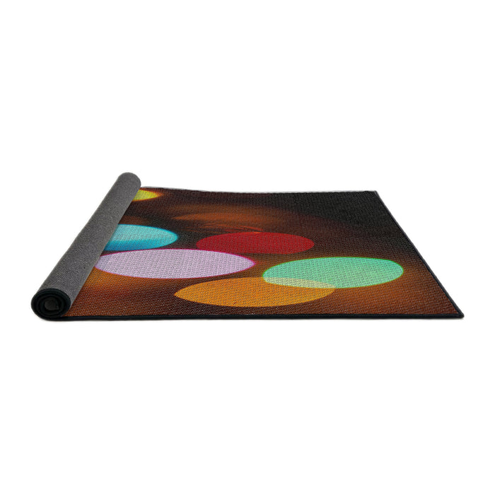 Thickness of Patterned Dark Almond Brown Novelty Rug, pat156