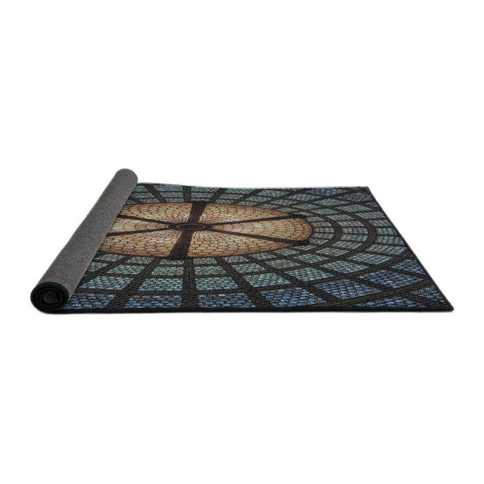 Thickness of Patterned Mid Gray Novelty Rug, pat1562