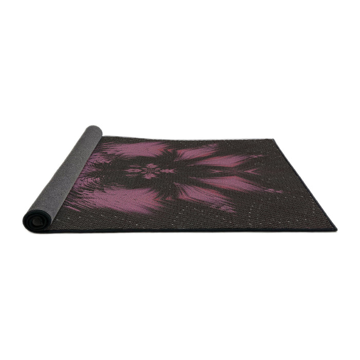 Thickness of Patterned Mauve Taupe Purple Novelty Rug, pat1564