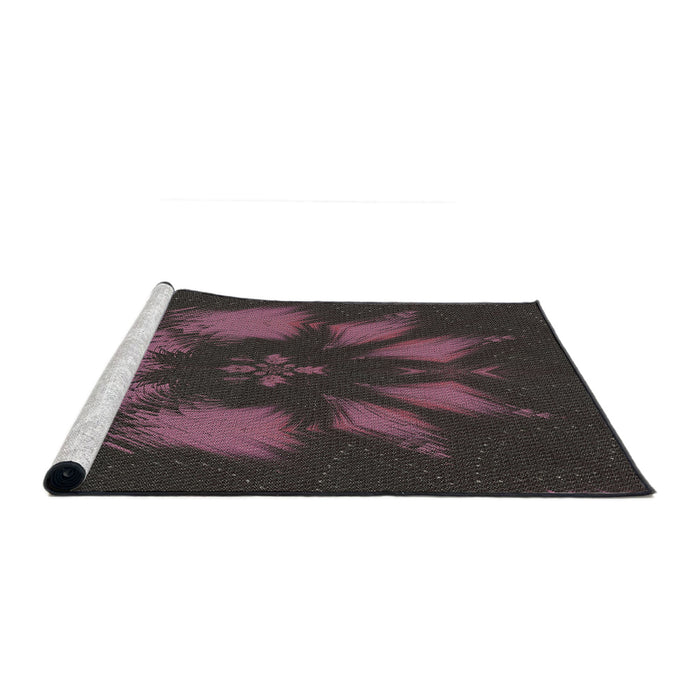 Serging Thickness of Machine Washable Transitional Mauve Taupe Purple Rug, wshpat1564