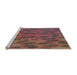 Serging Thickness of Machine Washable Transitional Orange Salmon Pink Rug, wshpat1565