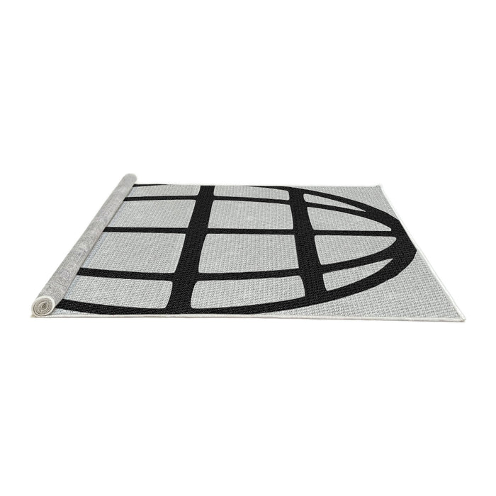 Serging Thickness of Machine Washable Transitional Light Black Rug, wshpat1567