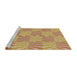 Serging Thickness of Machine Washable Transitional Brown Gold Rug, wshpat1572