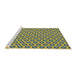 Serging Thickness of Machine Washable Transitional Yellow Rug, wshpat1574