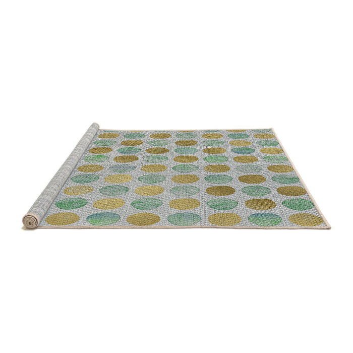 Serging Thickness of Machine Washable Transitional Khaki Green Rug, wshpat1583