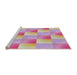 Serging Thickness of Machine Washable Transitional Magenta Pink Rug, wshpat1588