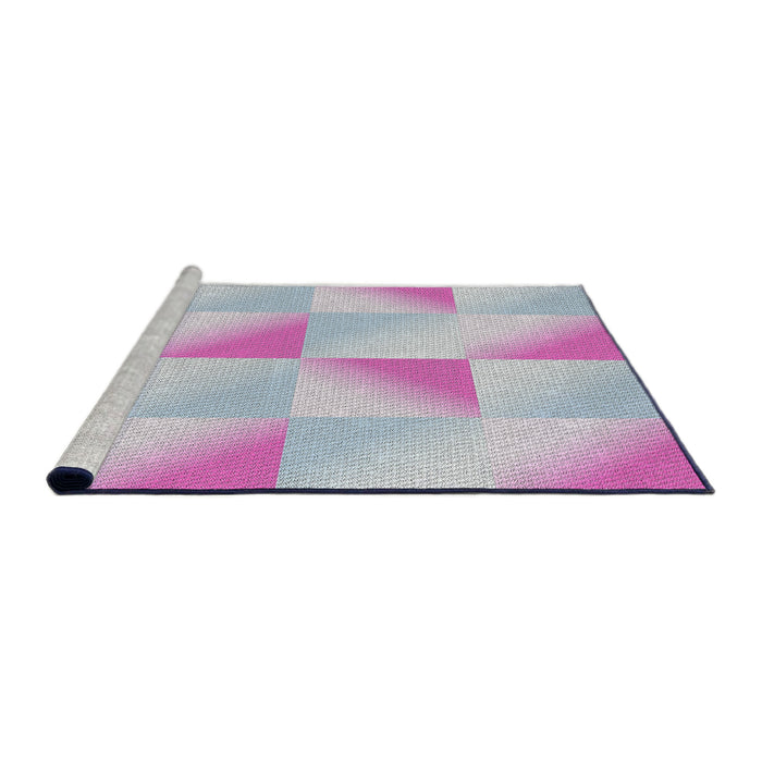 Serging Thickness of Patterned Lavender Blue Abstract Machine Washable Rug, wshpat1589
