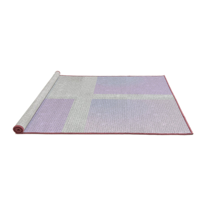 Serging Thickness of Patterned Lavender Purple Abstract Machine Washable Rug, wshpat1590