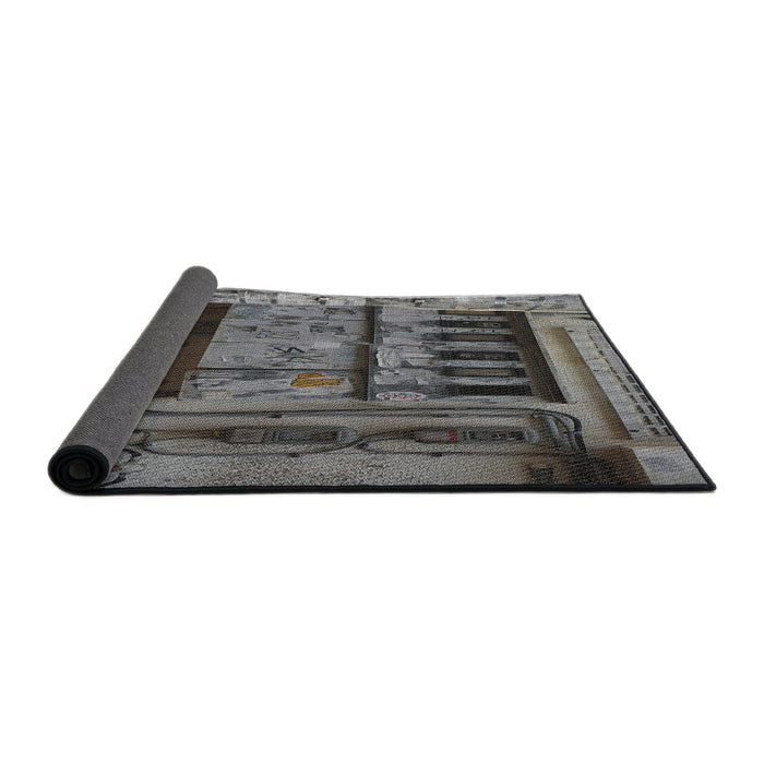 Thickness of Patterned Dark Gray Novelty Rug, pat1596