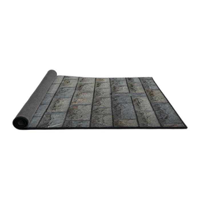 Thickness of Patterned Dark Gray Novelty Rug, pat1597