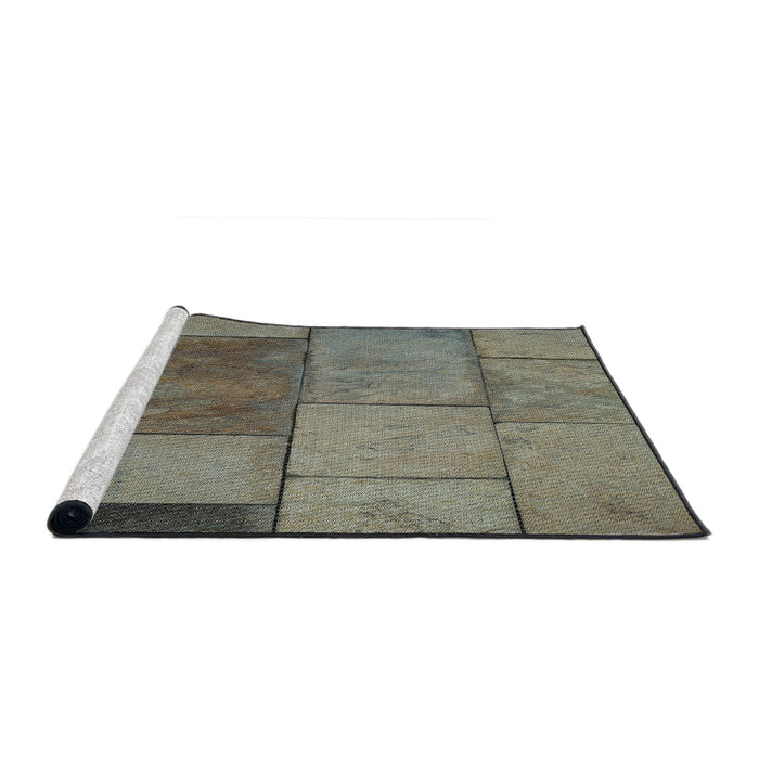 Serging Thickness of Machine Washable Transitional Sage Green Rug, wshpat1598