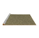 Serging Thickness of Machine Washable Transitional Brass Green Rug, wshpat1599