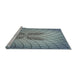 Serging Thickness of Machine Washable Transitional Light Steel Blue Rug, wshpat1601