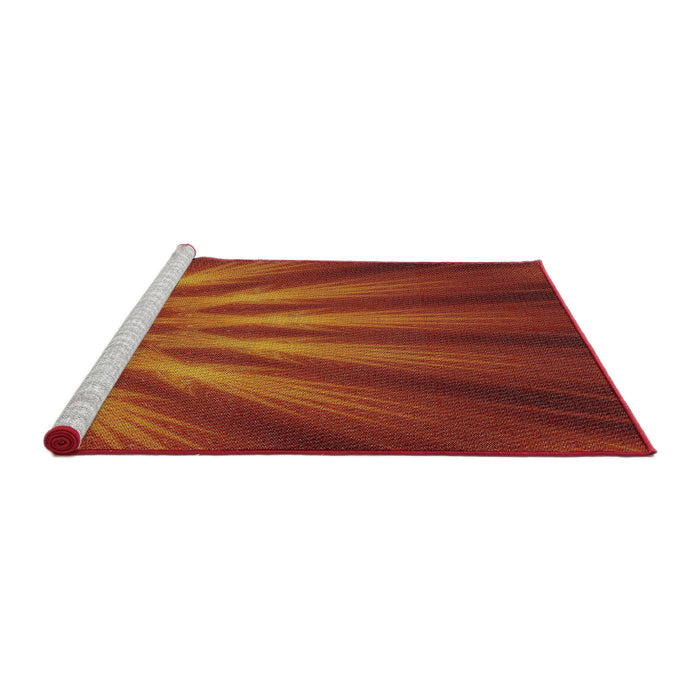 Serging Thickness of Patterned Red Abstract Machine Washable Rug, wshpat1603