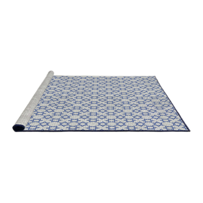 Serging Thickness of Machine Washable Transitional Water Blue Rug, wshpat1607