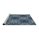 Serging Thickness of Machine Washable Transitional Dark Blue Grey Blue Rug, wshpat1611