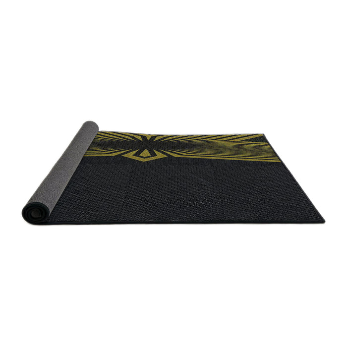 Thickness of Patterned Black Novelty Rug, pat1612