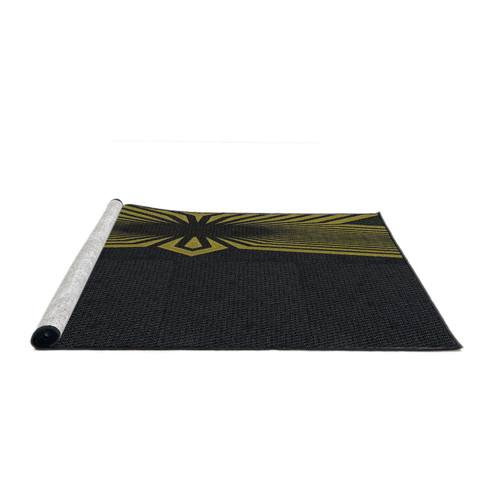 Serging Thickness of Machine Washable Transitional Black Rug, wshpat1612
