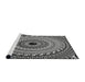 Serging Thickness of Machine Washable Transitional Midnight Gray Rug, wshpat1614