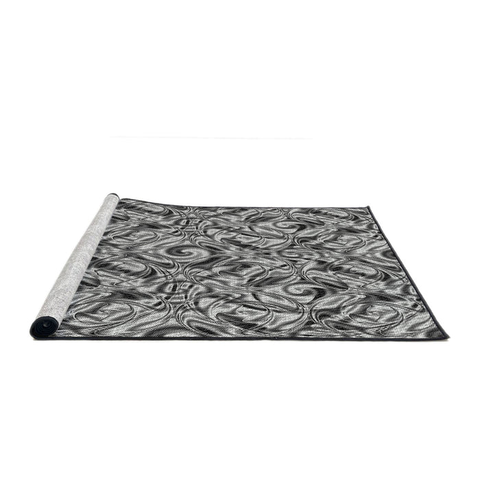 Serging Thickness of Machine Washable Transitional Light Black Rug, wshpat1623
