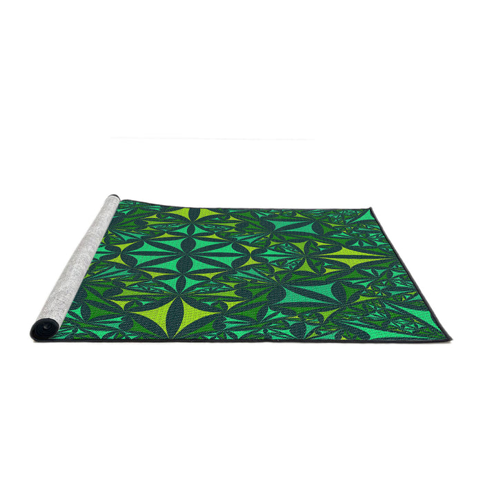 Serging Thickness of Machine Washable Transitional Lime Green Rug, wshpat1625