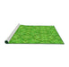 Serging Thickness of Machine Washable Transitional Emerald Green Rug, wshpat1626