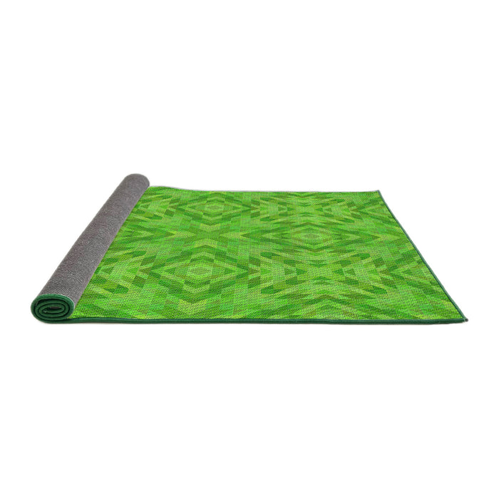 Thickness of Patterned Emerald Green Novelty Rug, pat1626