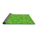 Thickness of Patterned Emerald Green Novelty Rug, pat1626