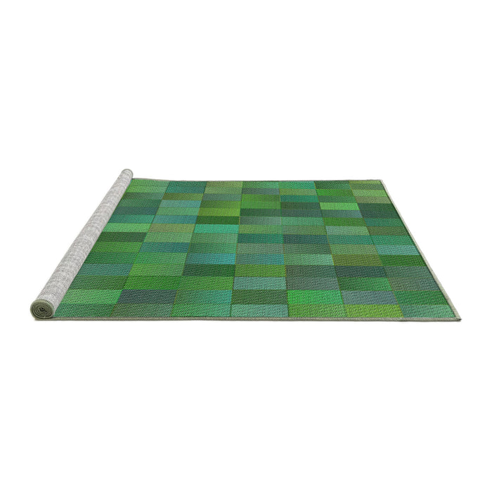 Serging Thickness of Machine Washable Transitional Green Rug, wshpat1628
