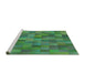 Serging Thickness of Machine Washable Transitional Green Rug, wshpat1628