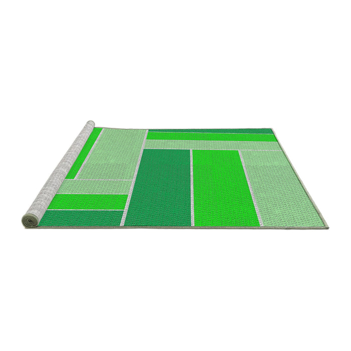 Serging Thickness of Patterned Neon Green Abstract Machine Washable Rug, wshpat1630
