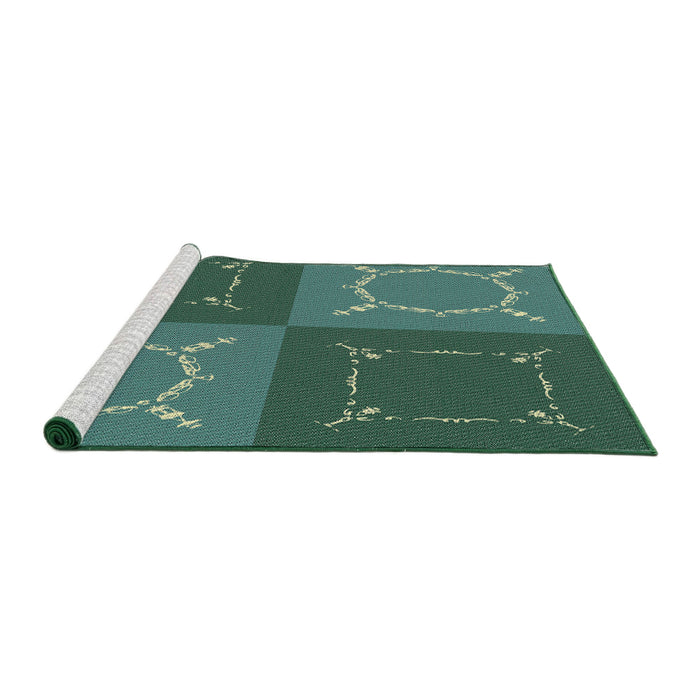 Serging Thickness of Patterned Mint Green Abstract Machine Washable Rug, wshpat1631