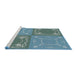 Serging Thickness of Machine Washable Transitional Tiffany Blue Rug, wshpat1632