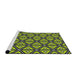 Serging Thickness of Machine Washable Transitional Green Rug, wshpat1633