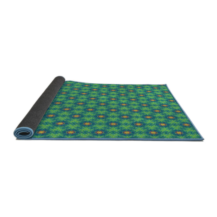 Thickness of Patterned Teal Green Novelty Rug, pat1635